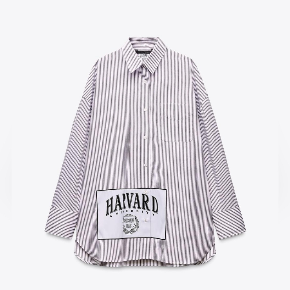 OVERSIZED HARVARD UNIVERSITY PATCH SHIRT SIZE S - Picture 2 of 4